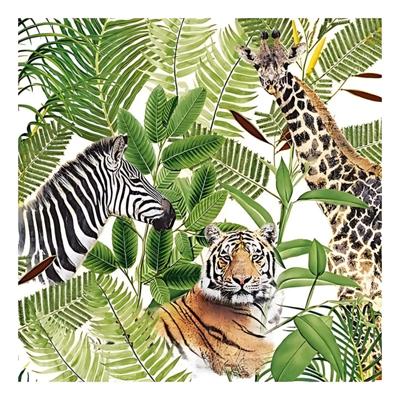 Servetten - 20x st - jungle - 33 x 33 cm - papier - safari - feestservetten - lunch servetjess