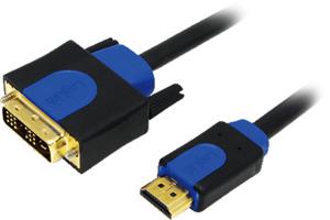 LogiLink CHB3103 DVI-kabel DVI / HDMI Adapterkabel DVI-D 18+1-polige stekker, HDMI-A-stekker 3.00 m Zwart Vergulde steekcontacten, Schroefbaar