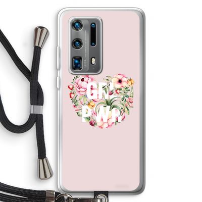 GRL PWR Flower: Huawei P40 Pro Plus Transparant Hoesje met koord