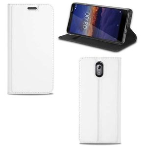 Nokia 3.1 Stand Case Hoesje Wit met Pashouder