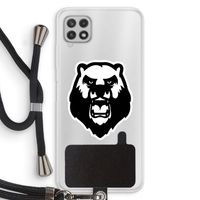 Angry Bear (white): Samsung Galaxy A22 4G Transparant Hoesje met koord