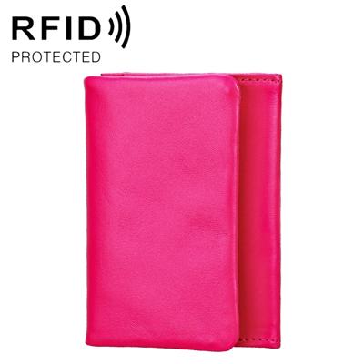 2031 Antimagnetic RFID Multifunctional Women Lock Buckle Large Capacity Hand Wallet with Card Slots (Rose Red)