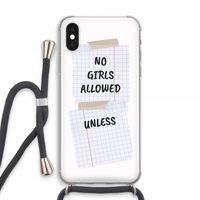No Girls Allowed Unless: iPhone XS Max Transparant Hoesje met koord
