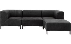 Goossens Excellent Bank Marshall Met Hocker zwart, leer, 1,5-zits, urban industrieel