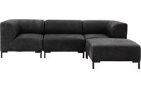 Goossens Excellent Bank Marshall Met Hocker zwart, leer, 1,5-zits, urban industrieel
