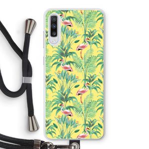 Flamingo party: Samsung Galaxy A70 Transparant Hoesje met koord