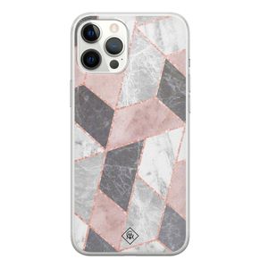 iPhone 12 Pro Max siliconen telefoonhoesje - Stone grid