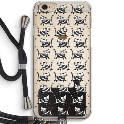 Zwarte poes: iPhone 6 / 6S Transparant Hoesje met koord