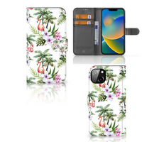 iPhone 14 Plus Telefoonhoesje met Pasjes Flamingo Palms