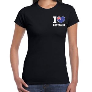 I love Australia t-shirt Australie zwart op borst voor dames