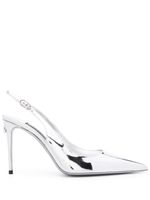 Dolce & Gabbana 90mm metallic-finish leather pumps - Argent