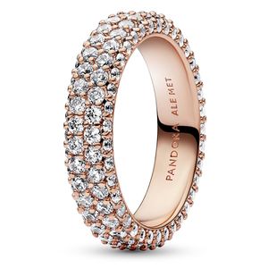 Pandora 182629C01 Ring Timeless Double Row Pave zilver-zirconia rosekleurig-wit