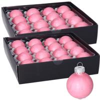 Luxe kleine kerstballen - 32x stuks - 4 cm - roze - glas - ice finish