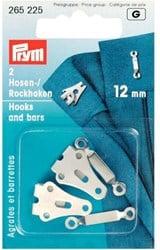 Prym Broek- en Rokhaken met Staafjes Zilver 12 mm