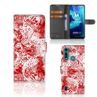 Telefoonhoesje met Naam Motorola G8 Power Lite Angel Skull Rood