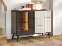 Dressoir VENRUTA 1 deur 3 lades warmia walnoot/kasjmier met led