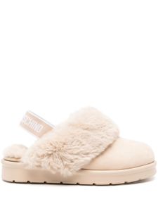 Love Moschino logo-print suede slippers - Marron