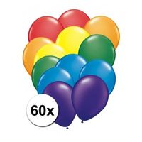 60x Regenboog kleuren ballonnen
