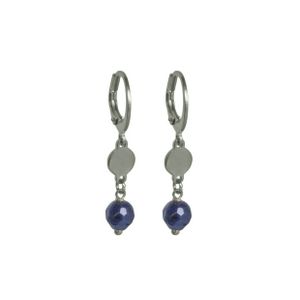 Flow Jewels Oorringen Naomy Blauw Steentje Zilver