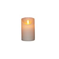 Batterijverlichting kaars wax rustiek bewegende vlam 7,5x12,5cm ivoor 3xaaa/timer - Annas collection