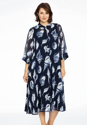 Yoek Blouse-jasje A-lijn SEA SHELLS | Blauw | Maat 58/60
