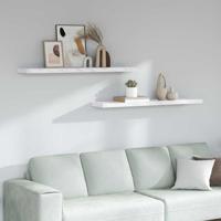 Wandplank 2 pcs Wit Marmer 120 x 23,5 x 4 cm Bewerkt hout