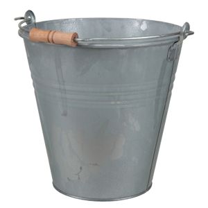 Emmer/plantenpot 7,5 liter - D27 x H27 cm - zink - met handvat