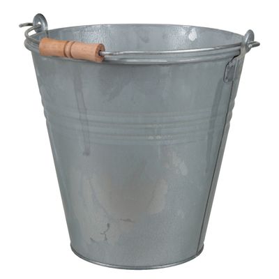 Emmer/plantenpot 7,5 liter - D27 x H27 cm - zink - met handvat