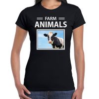 Koeien t-shirt met dieren foto farm animals zwart voor dames
