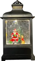 Waterlantaarn kersttafereel 13x8x27cm zwart