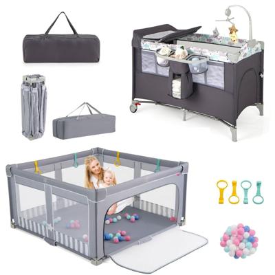 Box voor Kinderen 150 x 150 cm Zonder Montage en Kinderbedje Opvouwbaar Kinderhekje en Multifunctionele Box 5 in 1