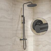 Regendouche set SaniClear Iron Stripes | Opbouw | 20 cm | Mengkraan | Incl.Handdoucheset | Verouderd ijzer - gunmetal