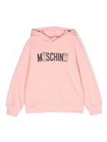 Moschino Kids logo-print cotton hoodie - Rose