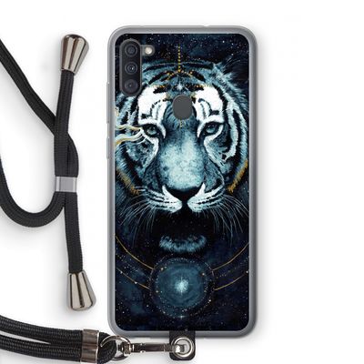 Darkness Tiger: Samsung Galaxy A11 Transparant Hoesje met koord