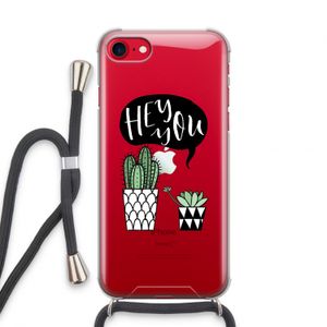 Hey you cactus: iPhone SE 2020 Transparant Hoesje met koord