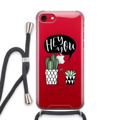 Hey you cactus: iPhone SE 2020 Transparant Hoesje met koord