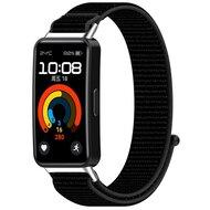 Sport loop nylon bandje - Zwart - Huawei Band 10 / 9 / 8