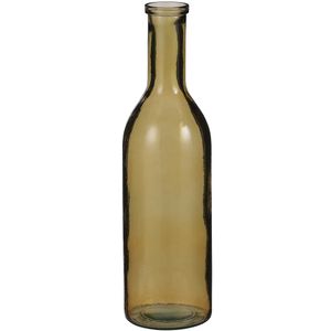 Transparante/okergele fles vaas/vazen van eco glas 15 x 50 cm