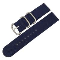 Wasbaar nylon canvas horlogeband band breedte: 22mm (donkerblauw met zilveren ring gesp)