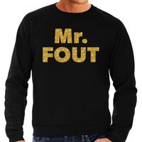 Mr. Fout gouden glitter tekst sweater zwart heren - thumbnail