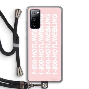 Hotline bling pink: Samsung Galaxy S20 FE / S20 FE 5G Transparant Hoesje met koord