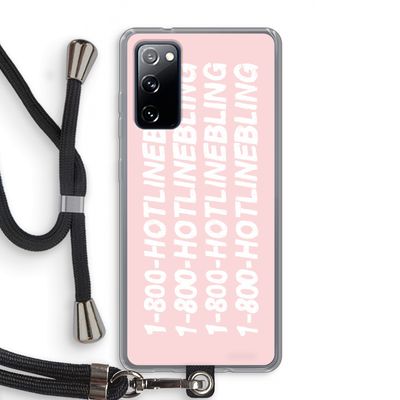 Hotline bling pink: Samsung Galaxy S20 FE / S20 FE 5G Transparant Hoesje met koord