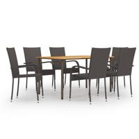 7-delige Tuinset poly rattan bruin