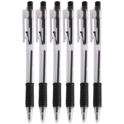 Balpennen - 16x stuks - zwart - softgrip - kliksysteem