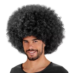 Afro verkleedpruik - Jimmy - zwart haar - volwassenen - oversized pruik - disco party