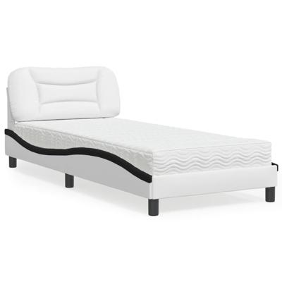 Bed met matras "Hvar" kunstleer zwart en wit 80x200 cm