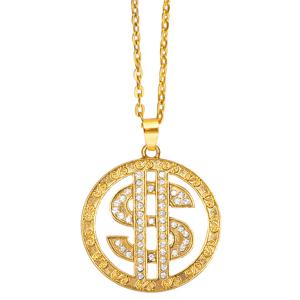 Carnaval/verkleed accessoires Pooier/pimp/gangster sieraden - dollar ketting - goud - kunststof   -