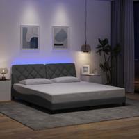 Bedframe met LED zonder matras stof 180x200 cm lichtgrijs