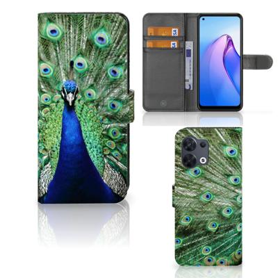 OPPO Reno8 | Telefoonhoesje | Met pasjeshouder | Pauw