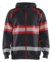 Blåkläder High-Vis Hooded Sweatshirt 35521158 | Zwart/High-Vis Rood | Maat 3XL - 7330509831182